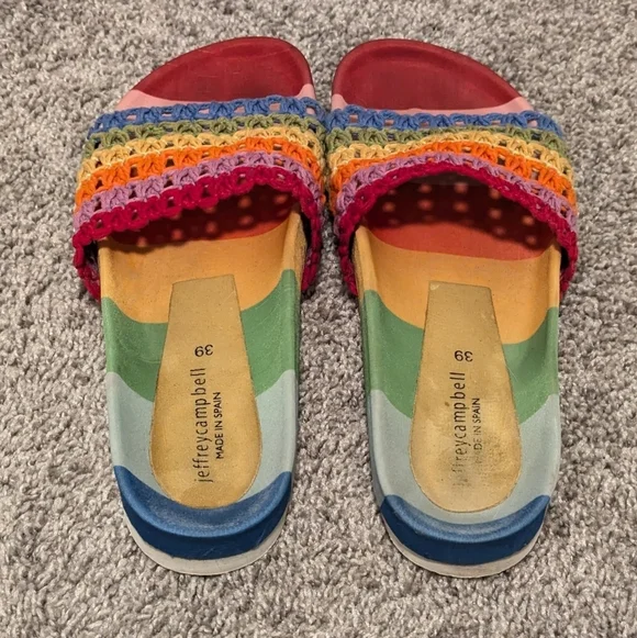 Jeffrey Campbell Rainbow Crochet Slide Sandals EU 39 US 8 - Picture 5 of 6